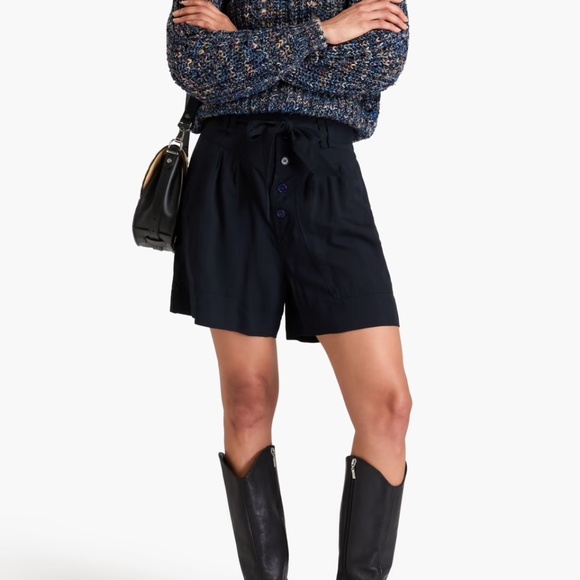 Isabel Marant Etoile Siflink Belted Lyocell-blend Shorts In Blue - Picture 1 of 5